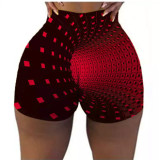 Solid Color Printed Skinny Yoga Shorts