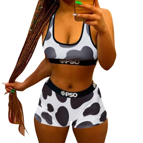 Sexy Graphic Print Tank Top Shorts Set Swimsuit