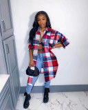 Young Office Lady Shaggy Plaid Pocket Drop Shoulder Long Outwears