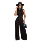 Women Sexy Bodycon Sleeveless Romper Top High Waist Wide Leg Pants Two Piece Outfits