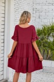 Summer Casual V Neck Three Layer Pleated Dresses