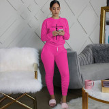 Casual Printed Long Sleeve Jogger Workout Pants Set with Pockets