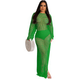 Fashion Sexy See Through Hollow Knit Crochet Tassel Dresses