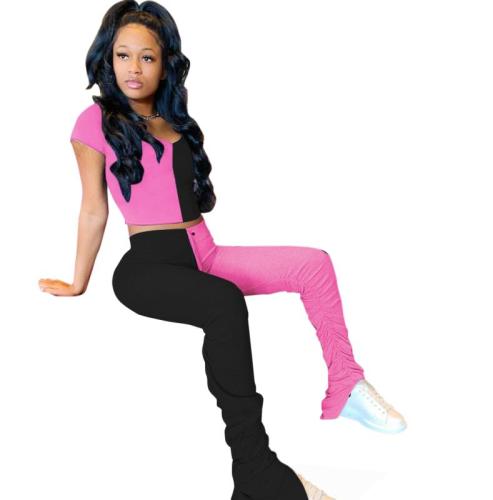 Colorblock Micro Flared Stacked Pants