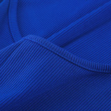 Solid Color Ribbed Straps Padded Casual Yoga Bodycon Jumpsuits