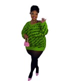 Plus-size Clothing V Neck Long Sleeve Loose Mini Dress