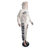 Autumn/Winter Casual Skull Printed Hoodie Sweatshirt Sweatpant Two Piece Set