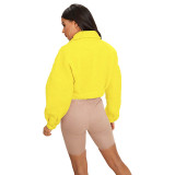 Fluffy Button Long Sleeve Jacket