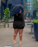 Casual Solid Black Split Joint V Neck Sleeveless Plus Size Rompers with Belted