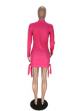Digital Printed Colorful Lips Long Sleeve Club Dress