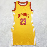 Casual Sleeveless Double-sided Pattern Printed Webbing Basketball Mini Dress