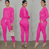Winter Womens 2 Two Piece Sets Tracksuit Long Sleeve Top Pants Suits Matching Sets