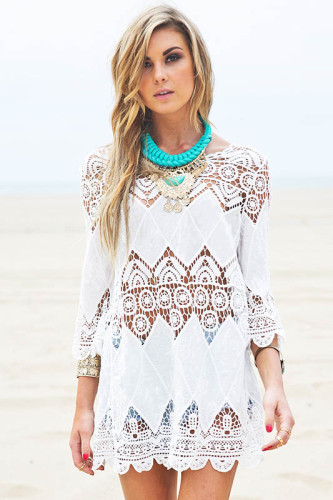 Hollow Patchwork Embroidered Beach Blouse