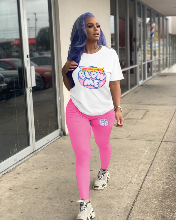 Fashion Casual Graphic Print Short Sleeve Trousers Two Piece Set