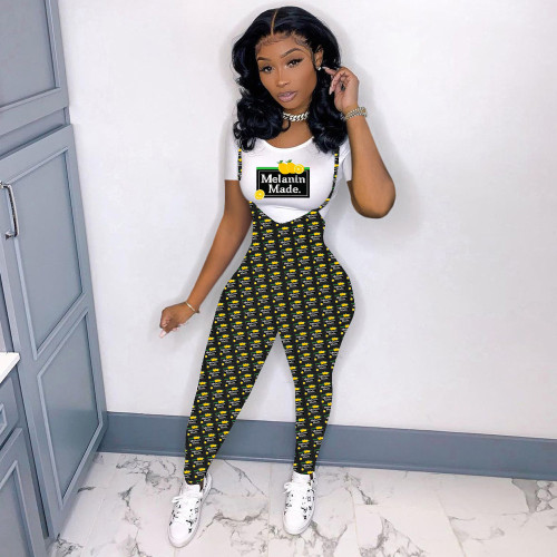 Casual O Neck Letter Print Two Piece Pants Set