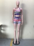 Casual Print Vest and Short