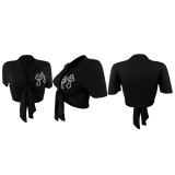 Summer Cross Leather Embroidery Hollow Bandage Shirt