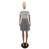 2023 New Fashion Pyrography Two Piece Pleated Skirt Set