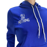 Casual Air Layer Letter Embroidery Hooded 2 PC Set