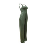 Women Solid Sling Pocket Straight Leg Jumpsuit