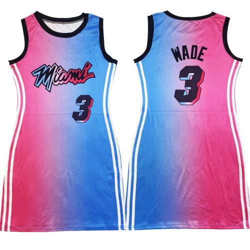 Casual Sleeveless Double-sided Pattern Printed Webbing Basketball Mini Dress