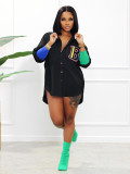 Casual Thread Stitching Colorful Button Embroidery Cardigan Irregular Shirts