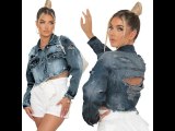 Denim Gradient Washed Worn Crop Short Jacket