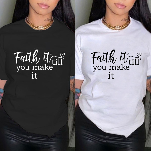 Summer Women's Clothing Casual Round Neck Pullover Printed T-shirt