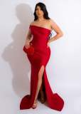 Drape Single Shoulder Side Slit Maxi Dress