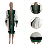 Solid Color Manual Knitting Sweater Outwears Cozy Color Block Women Cardigan
