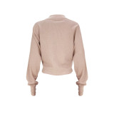Waffle Button Threaded Baseball Collar Top