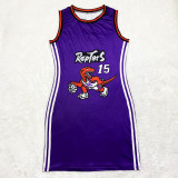 Casual Sleeveless Double-sided Pattern Printed Webbing Basketball Mini Dress