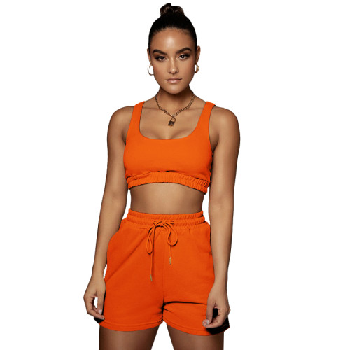 Casual Sports Double Vest and Shorts with Pocket