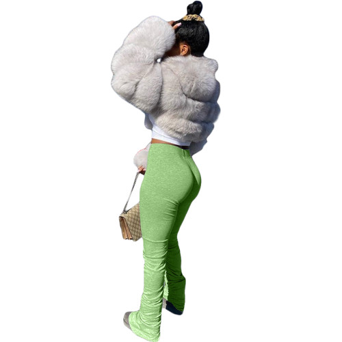 Solid Color Pleated Micro-flare Pants
