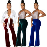 Micro-Flare Mid Waist Casual Pants