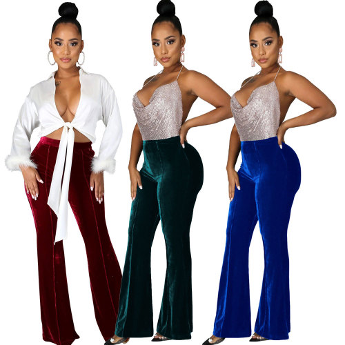 Micro-Flare Mid Waist Casual Pants
