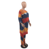 Plus Size Irregular Tie Dye Oblique Shoulder Pants Set