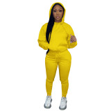 Autumn Winter Thick Drawstring Jogger Two Piece Sweatpants and Hoodie Set