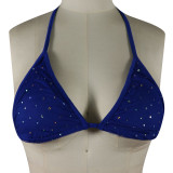 Summer Royal Blue Beachwear Sexy Mesh Sequined Two Piece Short Set