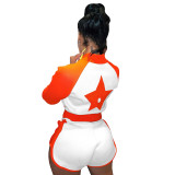 Women Clothes Fashion Casual Fall Winter Long Sleeve Sport Two Piece Shorts Set