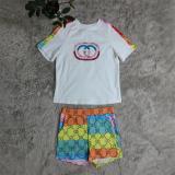 Casual Digital Print Short Sleeve Shorts Set