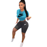 Casual Outdoor Sweatshirt Printed Shorts Set