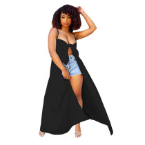 Black Sexy Straps Solid Heart Throb Top