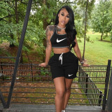 New Sleeveless Vest Printed Casual Two-piece Short Set With Pockets