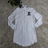 Fashion Simple Embroidered Letter Long Sleeve Shirt Dress
