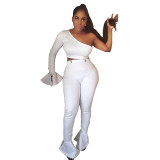 Trumpet Sleeve Stitching Button Two Piece Set