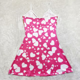 Sexy Loungewear Summer Cartoon Pattern Printed Spaghetti Strap Homewear Dress