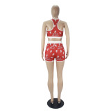 Sexy Graphic Print Yoga Tank Top Shorts Set