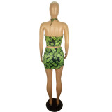 Casual Floral Print Straps Two Piece Short Sets