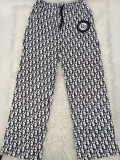 Casual Thread Printed Long Sleeve Tops Wide Leg Pants Two Piece Set